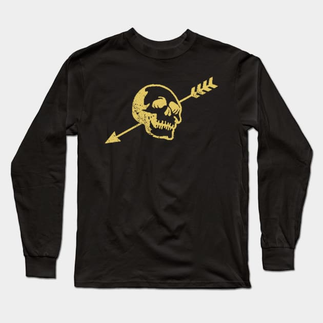 Punk Skull Distressed Vintage Skull with Arrow Long Sleeve T-Shirt by ballhard